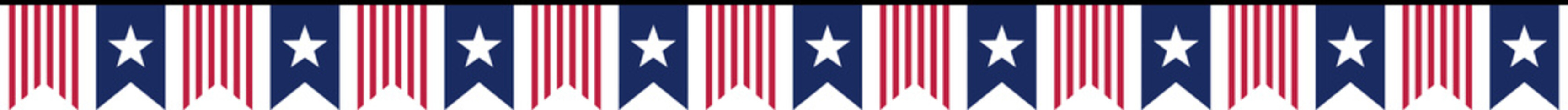 Seamless USA Flag Party Bunting Border for 4th of July Independence Day &ndash; Flat Design Illustration	