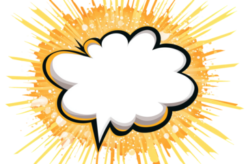 Cartoon speech bubble in vibrant orange burst