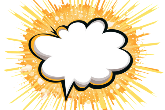 Cartoon speech bubble in vibrant orange burst - Powered by Adobe