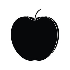 Minimalist black apple silhouette on white background