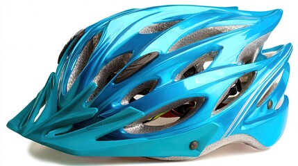 A vibrant blue bicycle helmet showcases a modern design with ventilation features, ideal for promoting cycling safety gear, outdoor sports, or active lifestyle campaigns