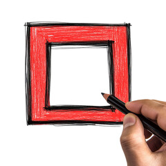 Hand drawing a red square frame