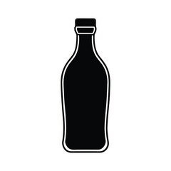 Minimalist black bottle silhouette on white background