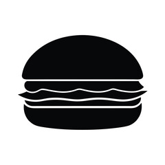 Black silhouette of a burger on a white background