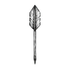 Monochrome feather-tipped arrow
