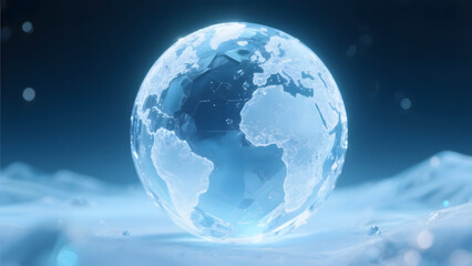Fototapeta premium Frozen Planet A Stunning Visualization of Earth Encased in Ice, Showcasing Climate Change Awareness