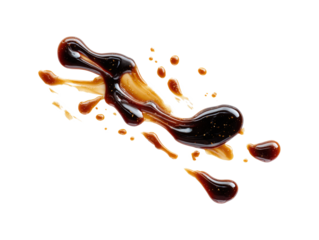 Spilled Soy Sause Leftovers Isolated, Teriyaki Drops on White Plate, Oyster Sauce Smear.png, Spilled Soy Sauce Leftovers Isolated, Teriyaki Drops  isolated on a white background