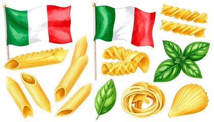 Italian pasta and flag illustration
