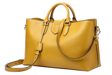 A stylish mustard yellow leather handbag shines
