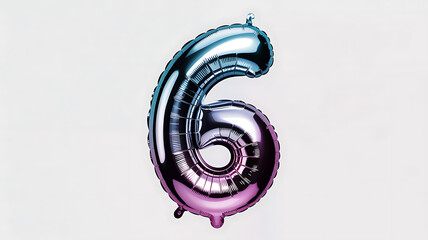 Iridescent metallic number six balloon shiny