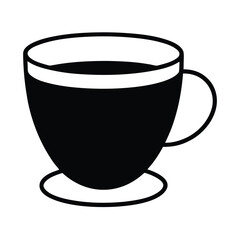 Simple black coffee cup silhouette on white background