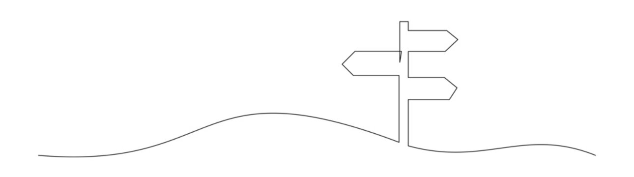 Road Sign Continuous Line Drawing