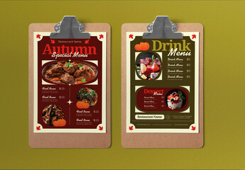 Red and Green Vintage Aesthetic Autumn Food Menu Layout