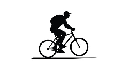 Obraz premium Silhouette of a cyclist riding a bicycle against a white background