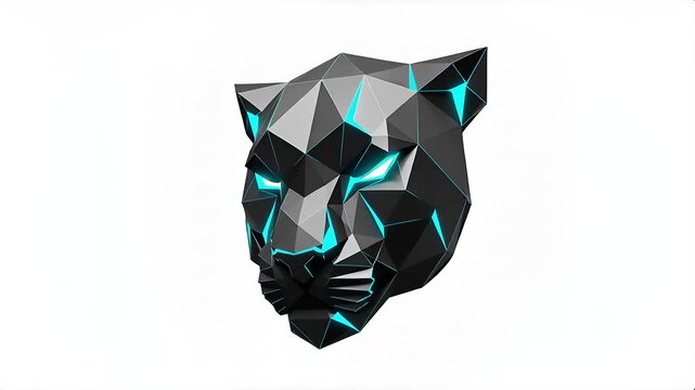 Geometric panther head with glowing blue accents