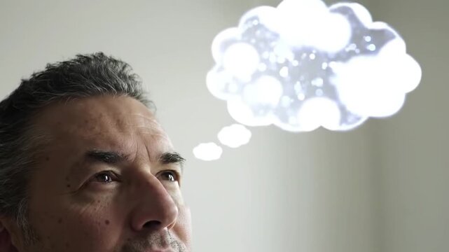 Thoughtful man with a thought bubble