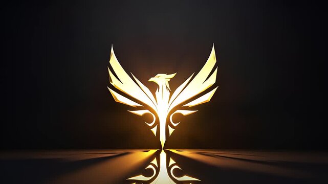 Golden phoenix emblem radiates on dark surface