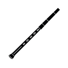 Minimalist black flute silhouette on white background