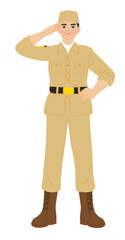 vector illustration of a soldier saluting