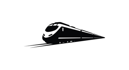 Sleek black high speed train illustration moving quickly on white background © Sanaullah