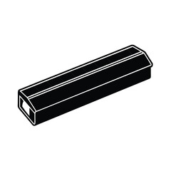 Black silhouette of a harmonica on a white background