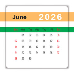 June 2026 Desk Calendar Design Template