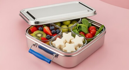 Healthy Lunch Box Stainless Steel, Fruit, Vegetables, Organic Food