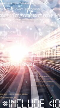 Software development, application programming code and tacit computer coding . Concept of smart digital transformation and technology disruption that changes global trends in new information era .