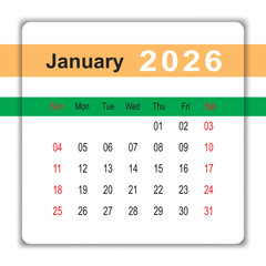 January 2026 Desk Calendar Template