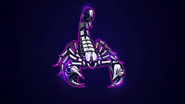 Metallic scorpion with glowing magenta outline