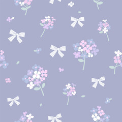 flower bunch and bow seamless pattern , vector , illustration