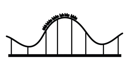 Simple black and white illustration of a classic roller coaster track design