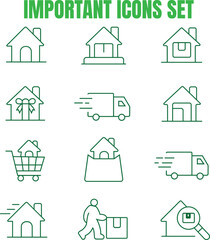 Obraz premium House delivery shopping search icons home truck
