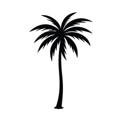 Obraz premium Black silhouette of a palm tree on a white background