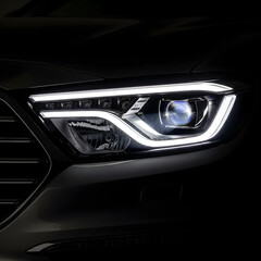 Modern car headlight with sleek led daytime running lights