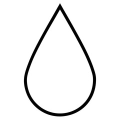 Simple black outline of a single water drop shape on a white background
