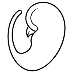 Stylized black and white outline of a swan gracefully curled up in a resting position