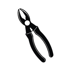 Black pliers silhouette on white background