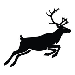 Majestic reindeer silhouette leaping gracefully through the air on