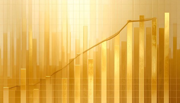 Golden chart with upward trend