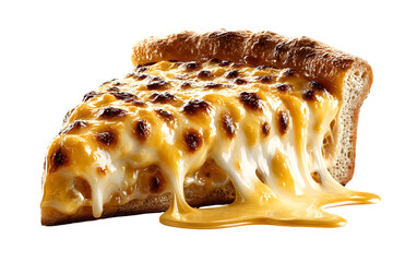 Delicious melted cheese pizza slice with golden crust, perfect for food blogs and culinary projects
