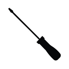 Black silhouette of a screwdriver on a white background