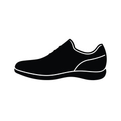 Minimalist black shoe silhouette on white background