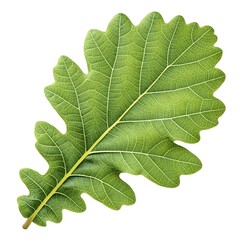 Taiwanese Oak Leaf Elegant Botanical Foliage with Distinct Lobed Form Lush Green Surface Defined Vein Patterns Natural Minimal Charm and Fresh Organic Beauty on White Background