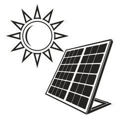 Illustration of a solar panel and the sun
