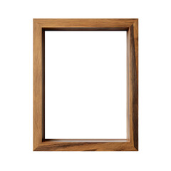 Simple wooden picture frame isolated on transparent background