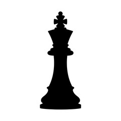 Black silhouette of a chess king piece on a white background