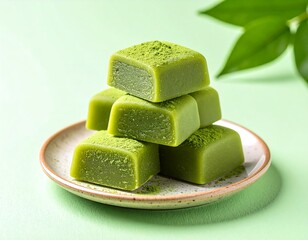 Stacked matcha candies