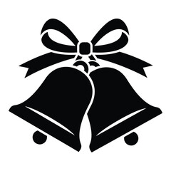 Classic black and white wedding bells with ribbon graphic for celebrations and events