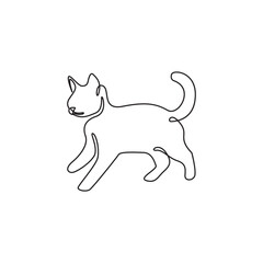 Simple line art illustration of walking cat